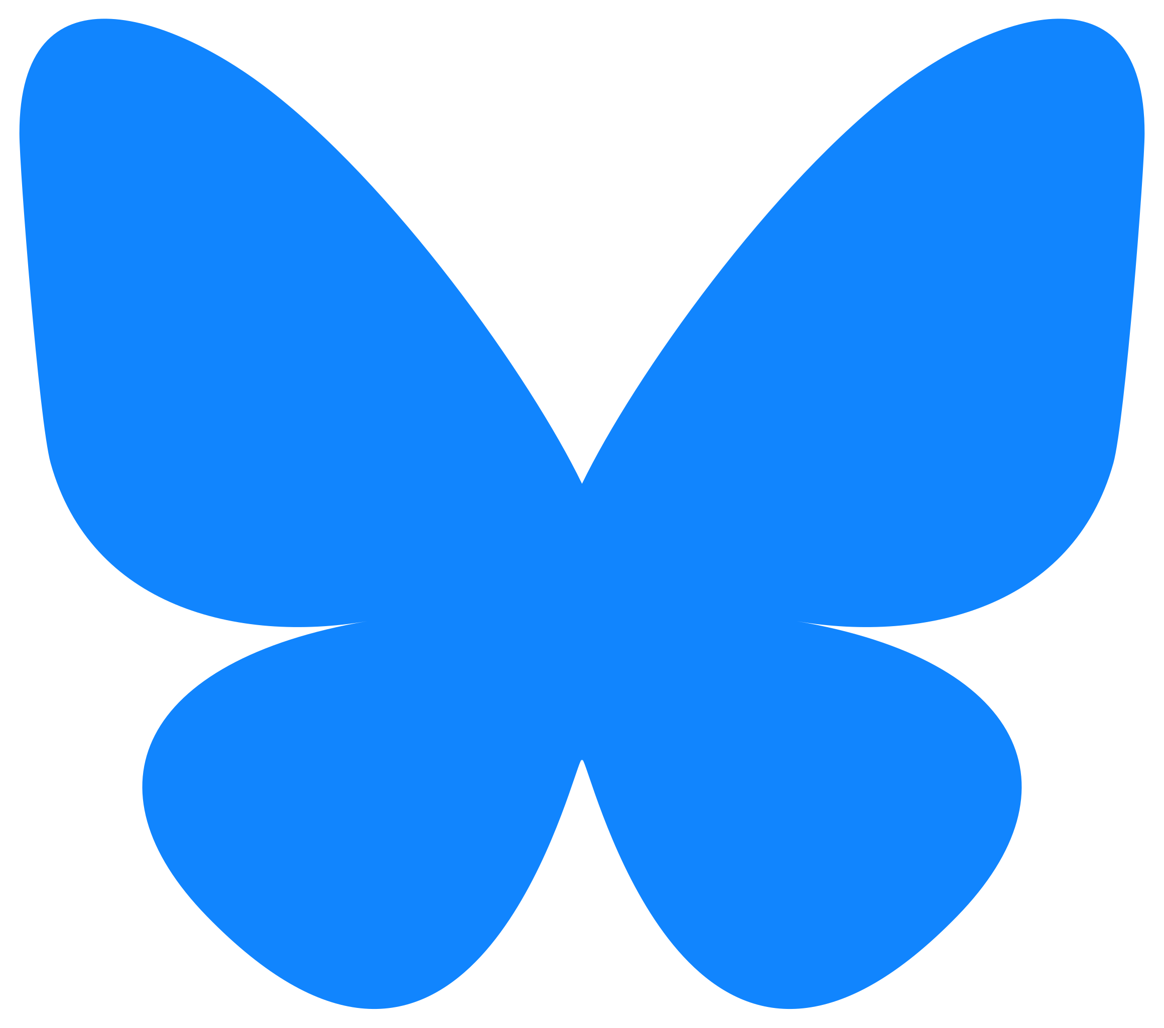 an outline of a butterfly completely in blue