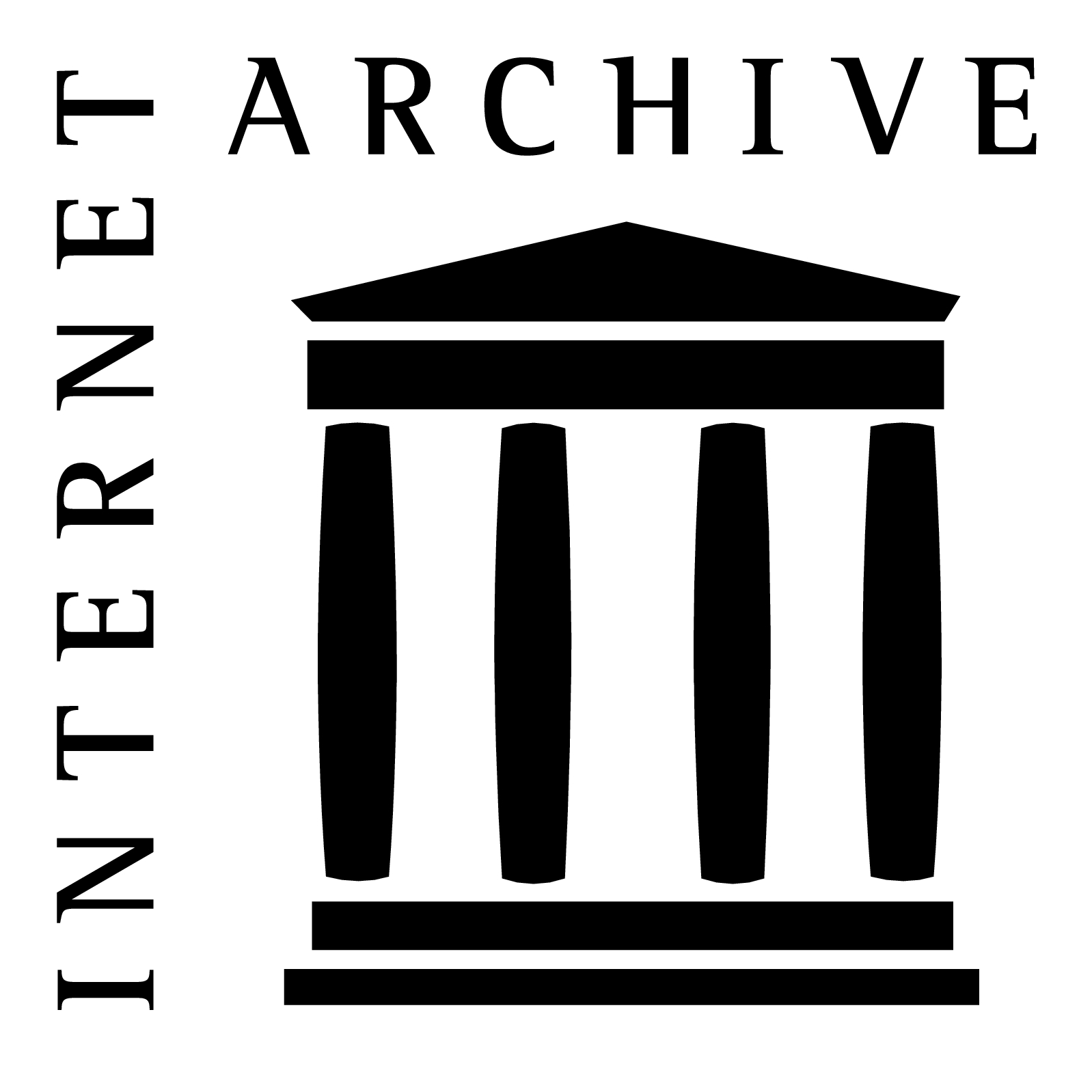 image of the Internet Archive logo. It looks like the entrance to the Greek Partheon - stairways leading up to 4 big pillars holding up a roof. The internet archive logo itself though is much more simplistic, with simple black rectangles making up most of the image. The words Internet Archive are also along the left and top of the image.