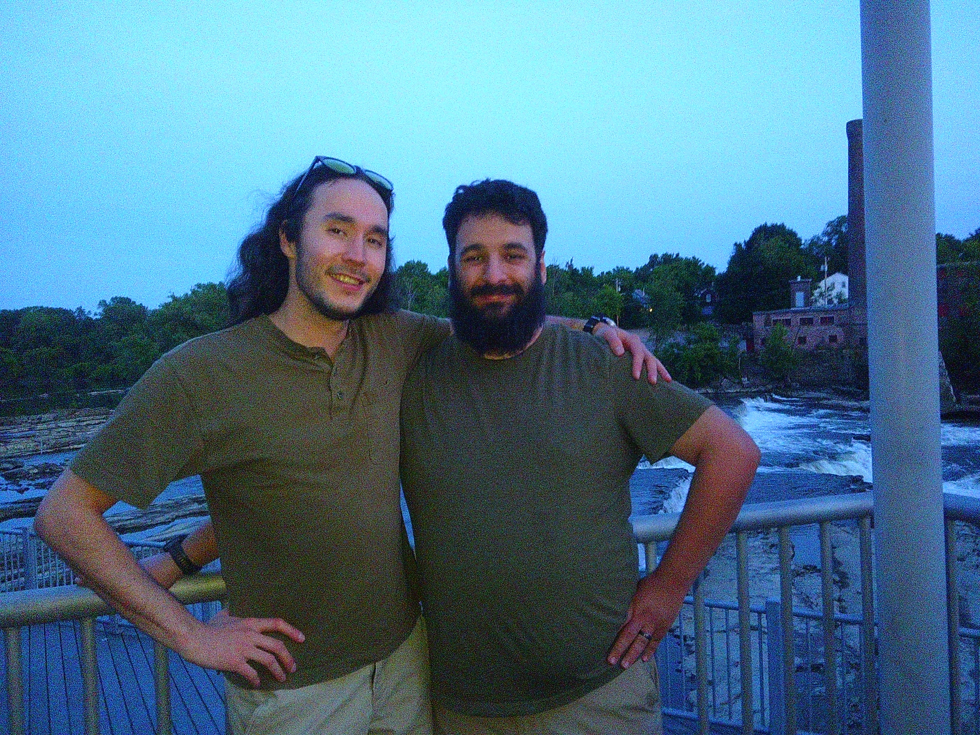 Picture of me and Sid with a backdrop of some waterfalls