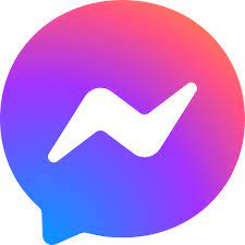 image of the facebook logo. A chat bubble with a tilted letter n and a gradient color going from blue in the bottom left to purple ish orange top right