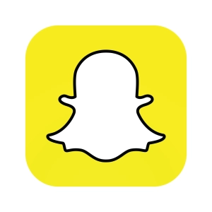 image of the snapchat logo. A yellow square with a white ghost in the middle.