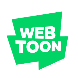 image of the webtoon logo. A green block like symbol with web toon written in white inside of it